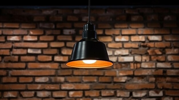 loft style iron lampshade with a light bulb in the interior living room in modern ap Generative AI