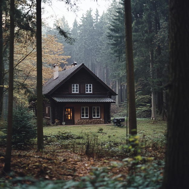 a log cabin in the woods with a door that says quot log cabin quot