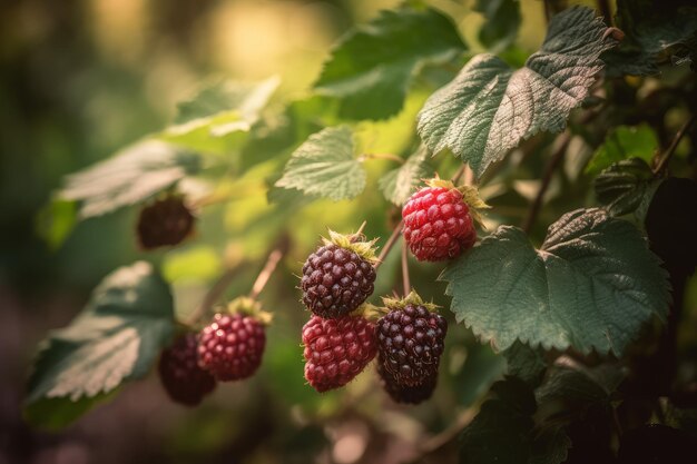 Loganberry black berry summer Fresh food Generate Ai