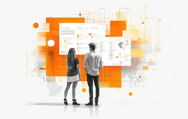 Logiciel CRM GESTION illustration minimalist orange and white ar 1912 stylize 250 Job ID e19e19ed68a24ea39a752b9faf38ead7