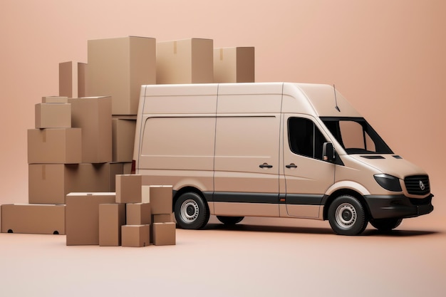 A logistics delivery van with many parcels generative ai