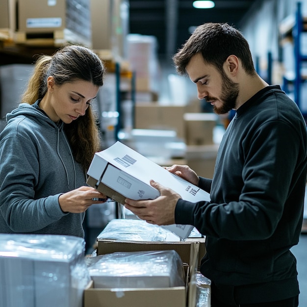 Photo a logistics team preparing export documentation and packaging for international shipment