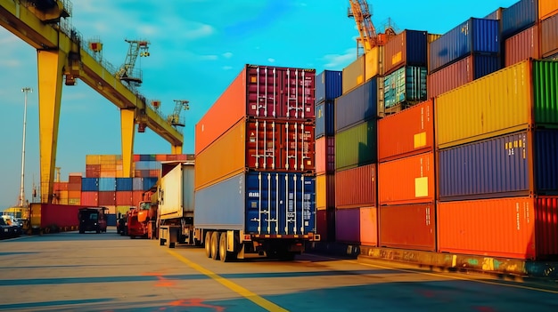 Logistics and transportation Industrial Container Cargo freight ship Generative AI