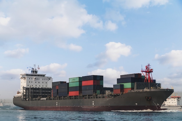 Logistics and transportation of International Container Cargo ship in the ocean