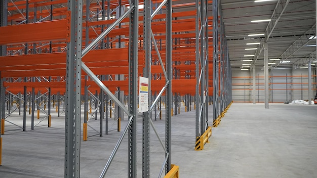 Logistics warehouse with empty high racks