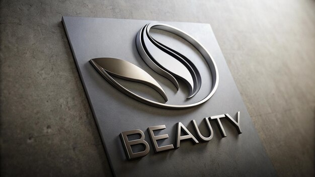 a logo for beauty is displayed on a wall