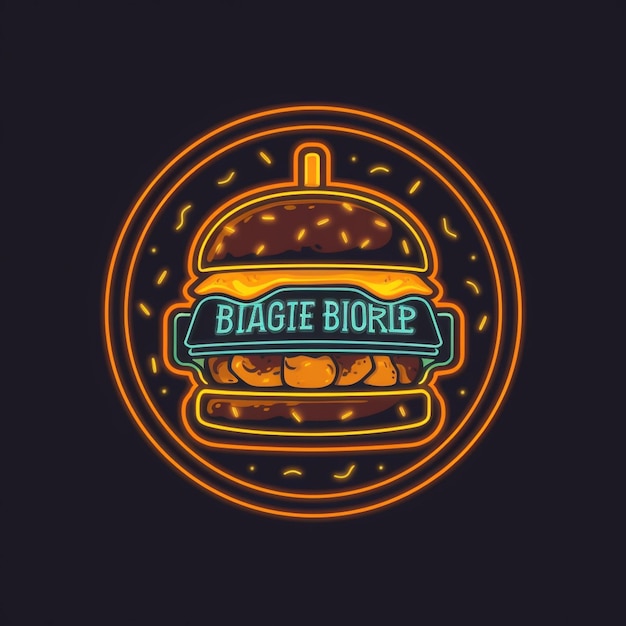 Logo for a burger company with a blue and yellow logo for bifuric biogeilap.