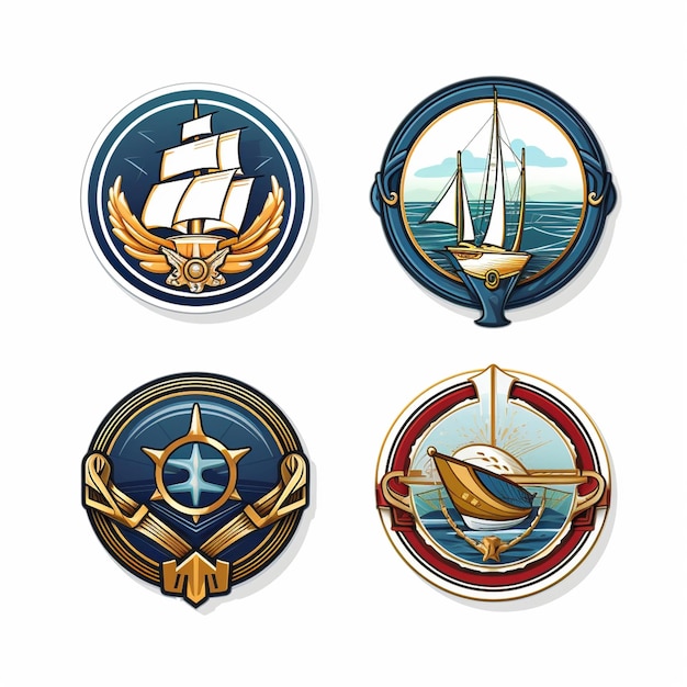 Logo emblems for a yacht nautical sailing company White background