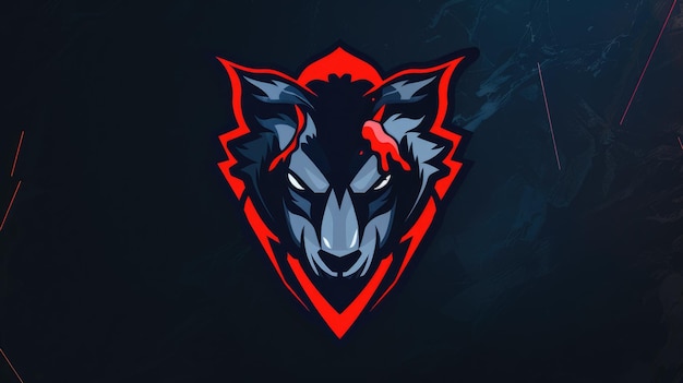 Photo the logo of esports team that design from wolf with black background aig51