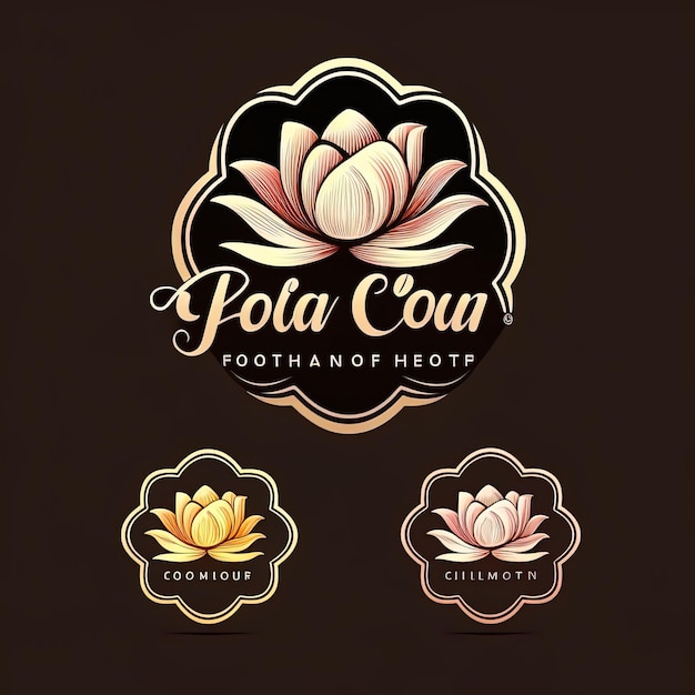 a logo for a flowery footsteak has a lotus flower in the middle.