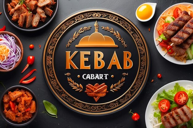 Photo a logo of a food kebab on a plate background view turk