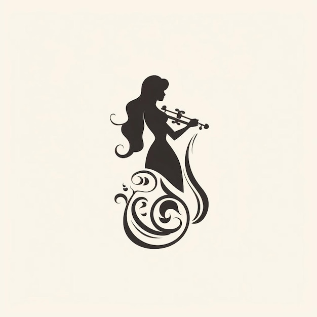 logo illustration of a woman playing the violin