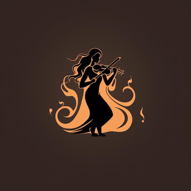 logo illustration of a woman playing the violin