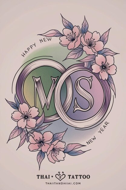 a logo for m and m with flowers in the background