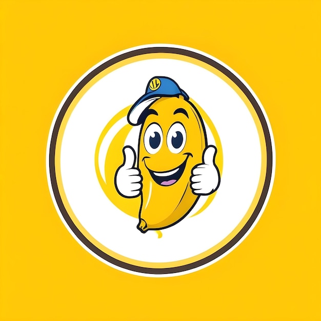 Photo logo mascot cartoon banana character smile thumbs up gesture 1