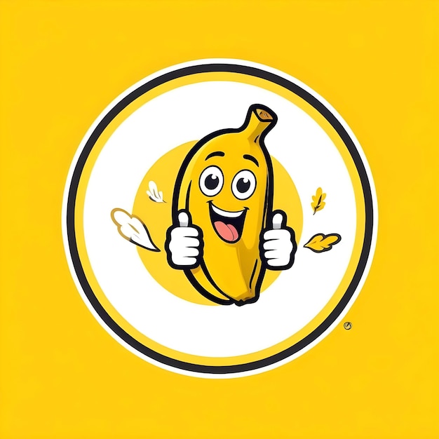 Photo logo mascot cartoon banana character smile thumbs up gesture 4