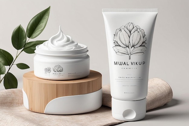 Photo logo mockup face hand cream in textile