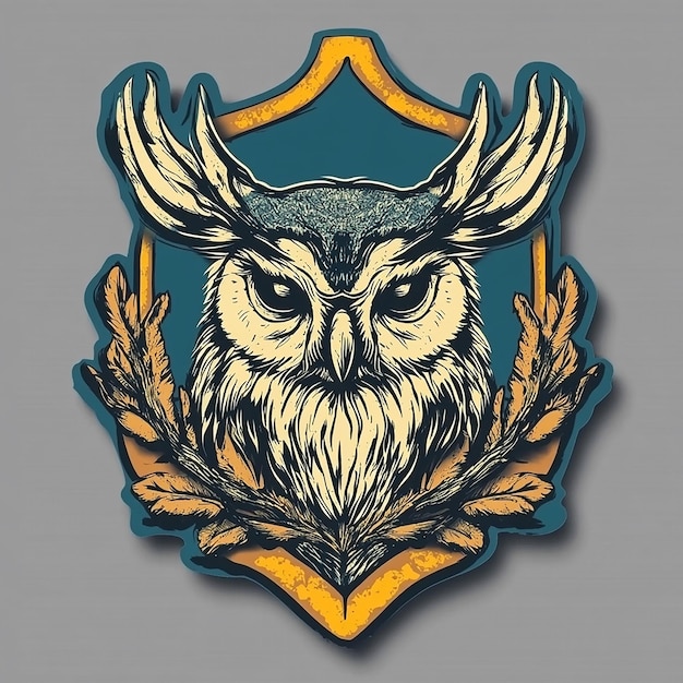 Photo a logo for an owl with a crest that says owl on it