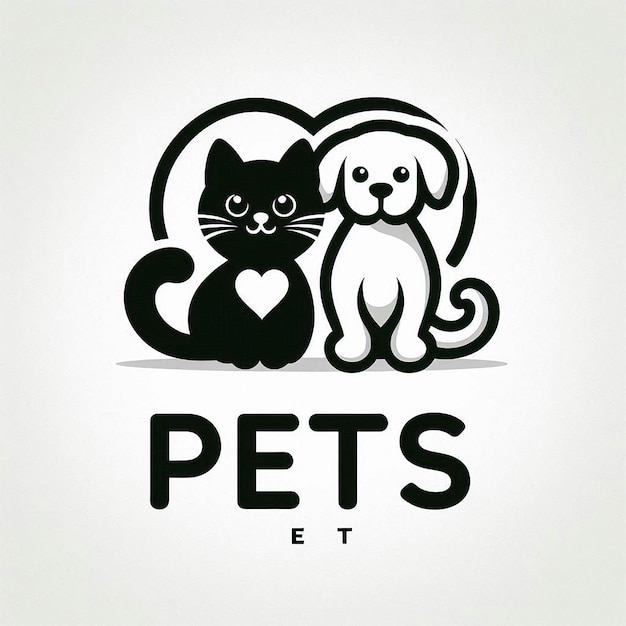 Photo a logo for pets and a cat with a heart on it