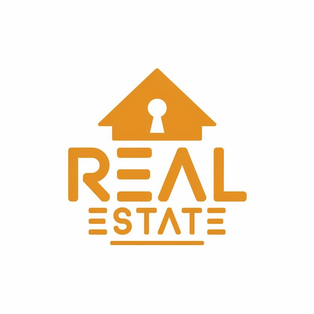 a logo for real estate is shown on a white background