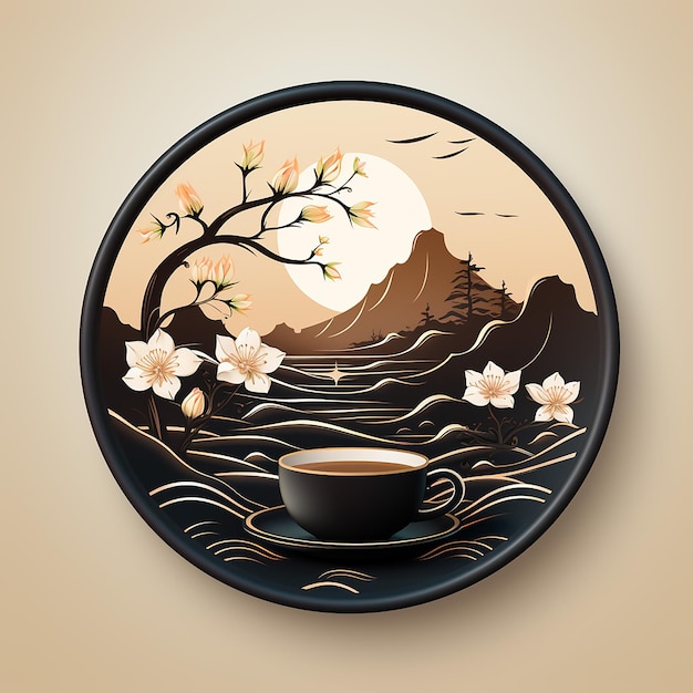 logo of a taiwanese tea brand minimal style of japanese book