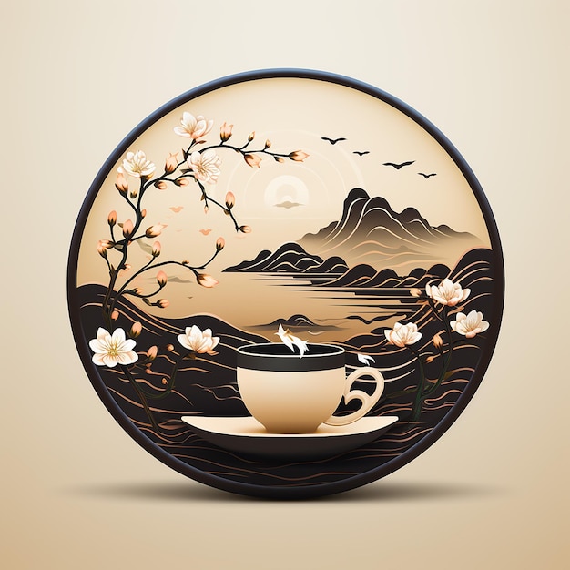 logo of a taiwanese tea brand minimal style of japanese book