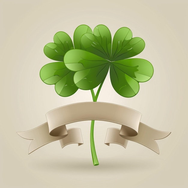 Photo logo three fourleaf clover leaves and ribbon photorealistic style raw job id 2a6696651d4e4c629da4727da532d7fb