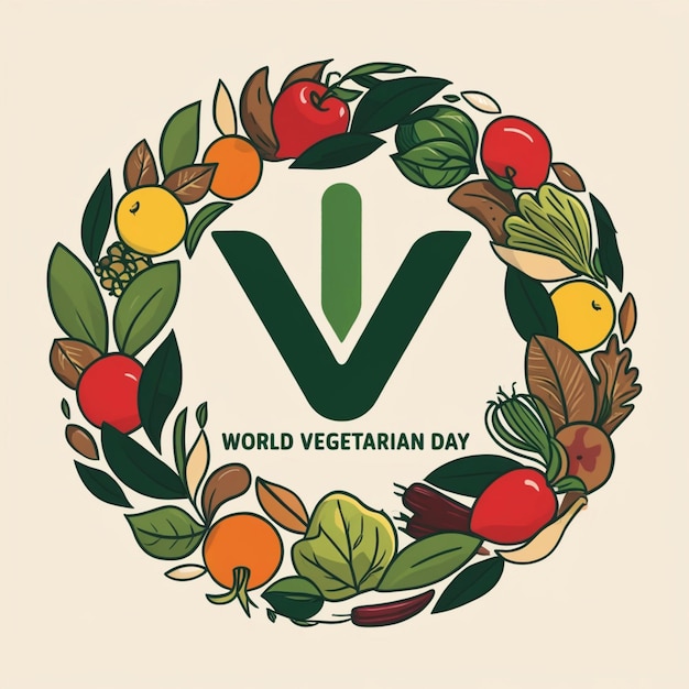 Photo a logo for a vegetable day is written in green