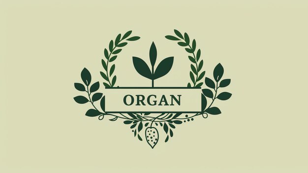 Photo a logo with a plant and leaves with the word organ inside a banner