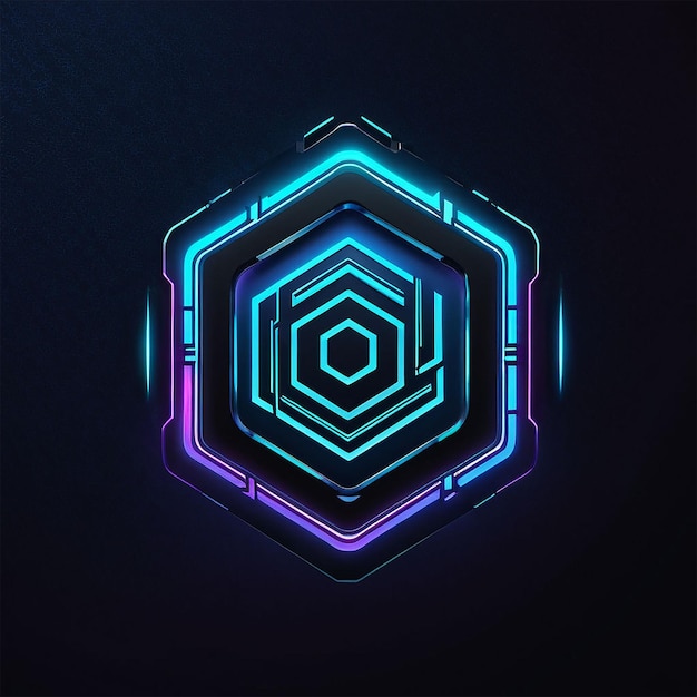 a logo with sleek and futuristic designs incorporating circuitry patterns and neon colors