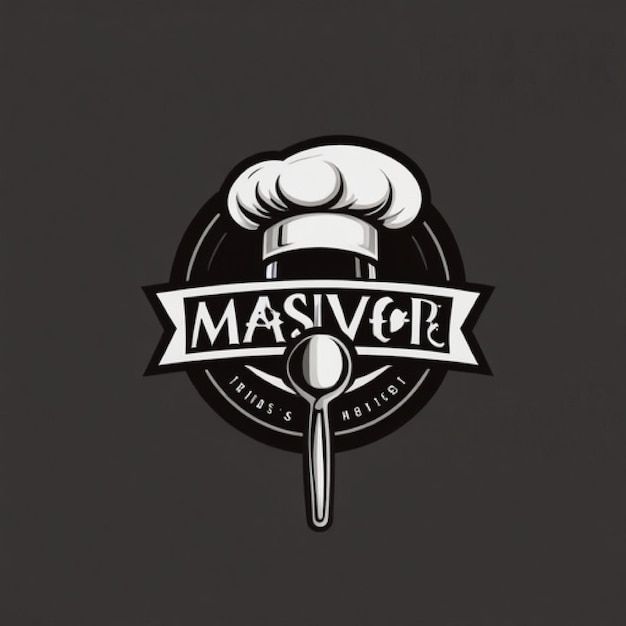 logo with Vector line Food Beverage with a chef s hat