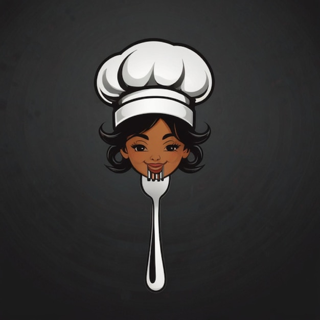 logo with Vector line Food Beverage with a chef s hat