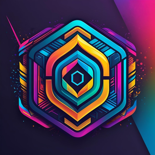 a logo with vibrant colors and dynamic patterns