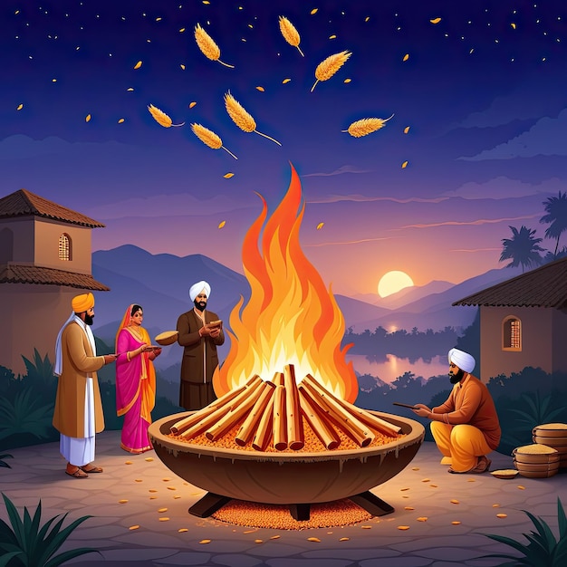 Lohri Illustration Background Lohri Vector