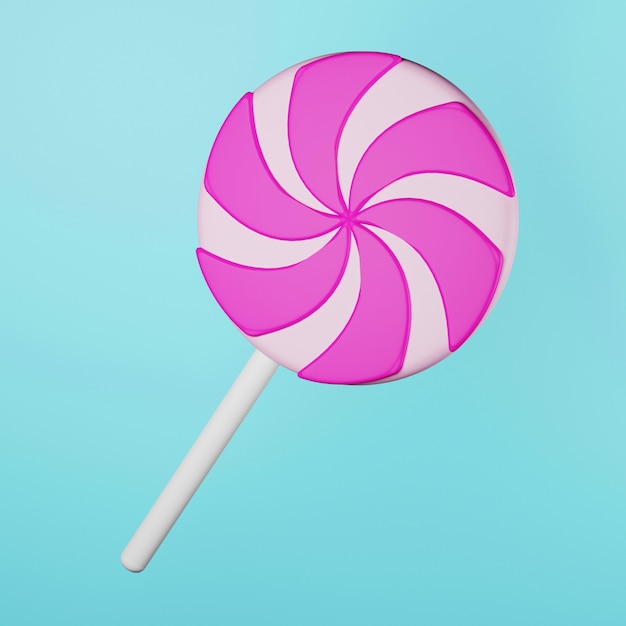 Lollipop with swirling caramel 3d render