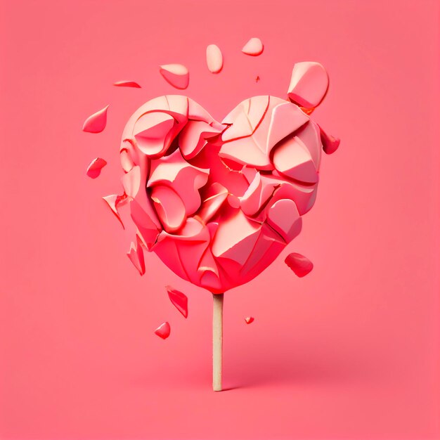 Lollypop Broken Heart Valentine39s Day Illustration created by Generative AI technology