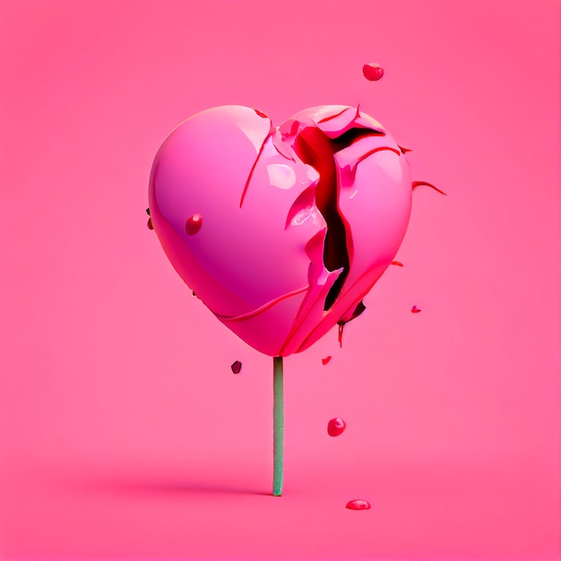 Lollypop Broken Heart Valentine39s Day Illustration created by Generative AI technology