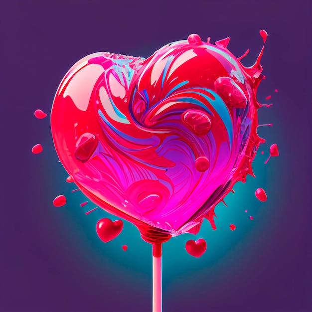 Lollypop Heart Valentine39s Day Illustration created by Generative AI technology