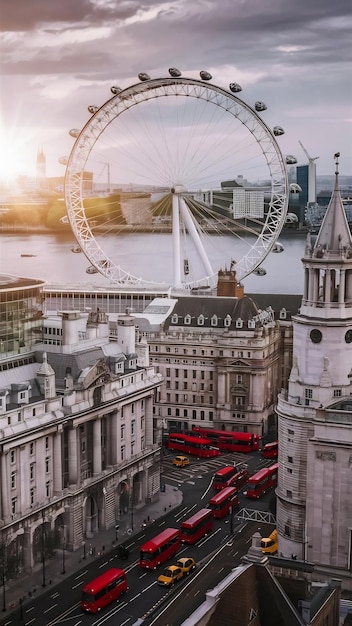 London cityscape with London Eye