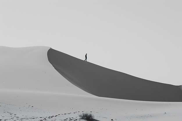 Photo a lone bird stands on a snowy hill in the desert