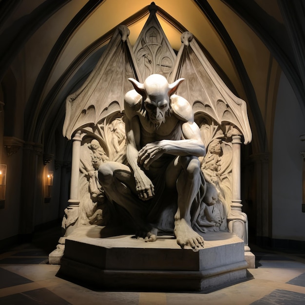 A lone gargoyle watches over a mystical crypt fueled by Generative AI