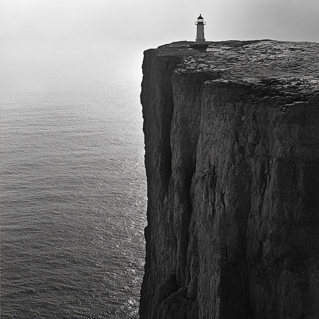 Photo a lone lighthouse perched on the edge of a steep cliff