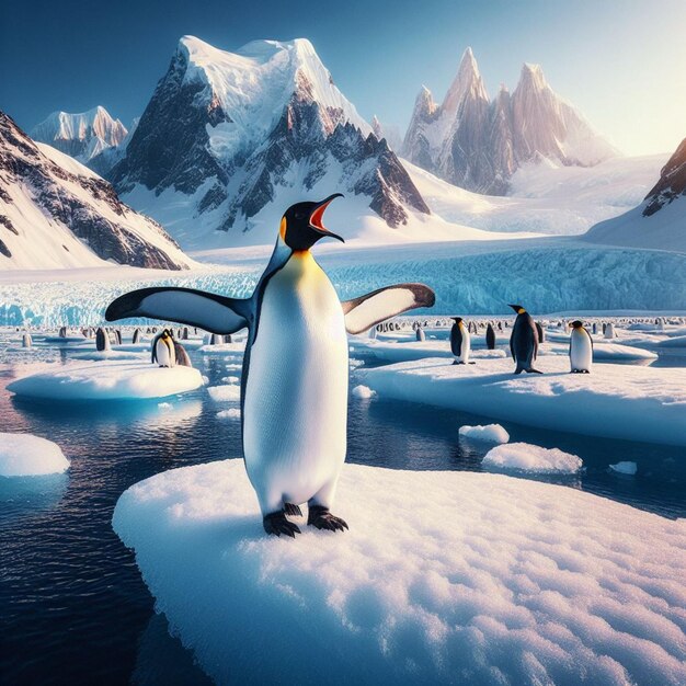 a lone penguin in the heart of AntarcticaAI generated