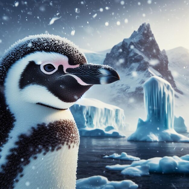 a lone penguin named Pippin in the heart of AntarcticaAI generated