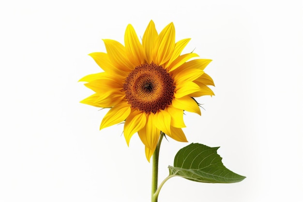 Lone Sunflower Blooms in a White Canvas White or PNG Transparent Background