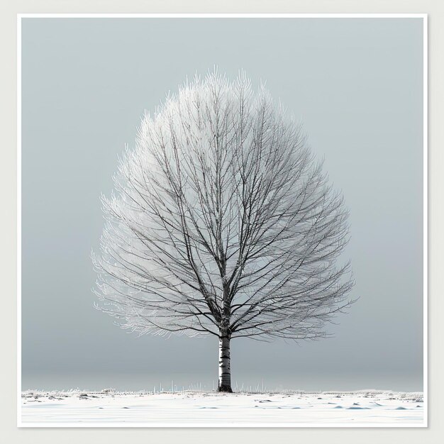 a lone tree in the middle of a snowy field