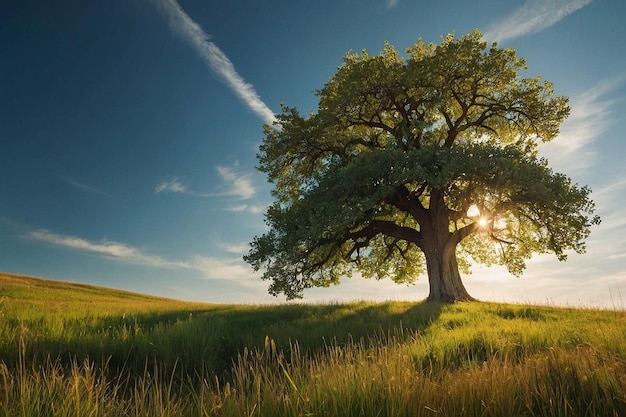 A lone tree standing tall in a sundrenched meadow