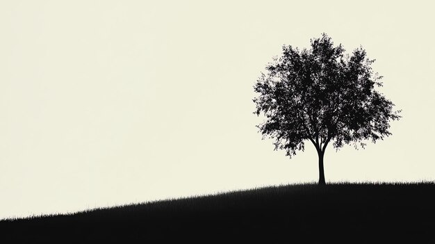 Photo a lone tree stands tall against a light background