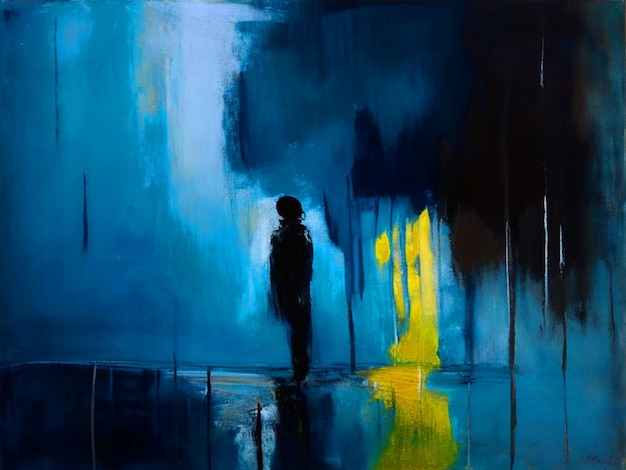 loneliness and a search for something greater The painting should use dark and somber tones