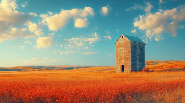 Photo lonely barn in a vast field